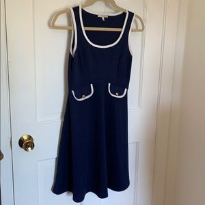 Navy blue and white dress